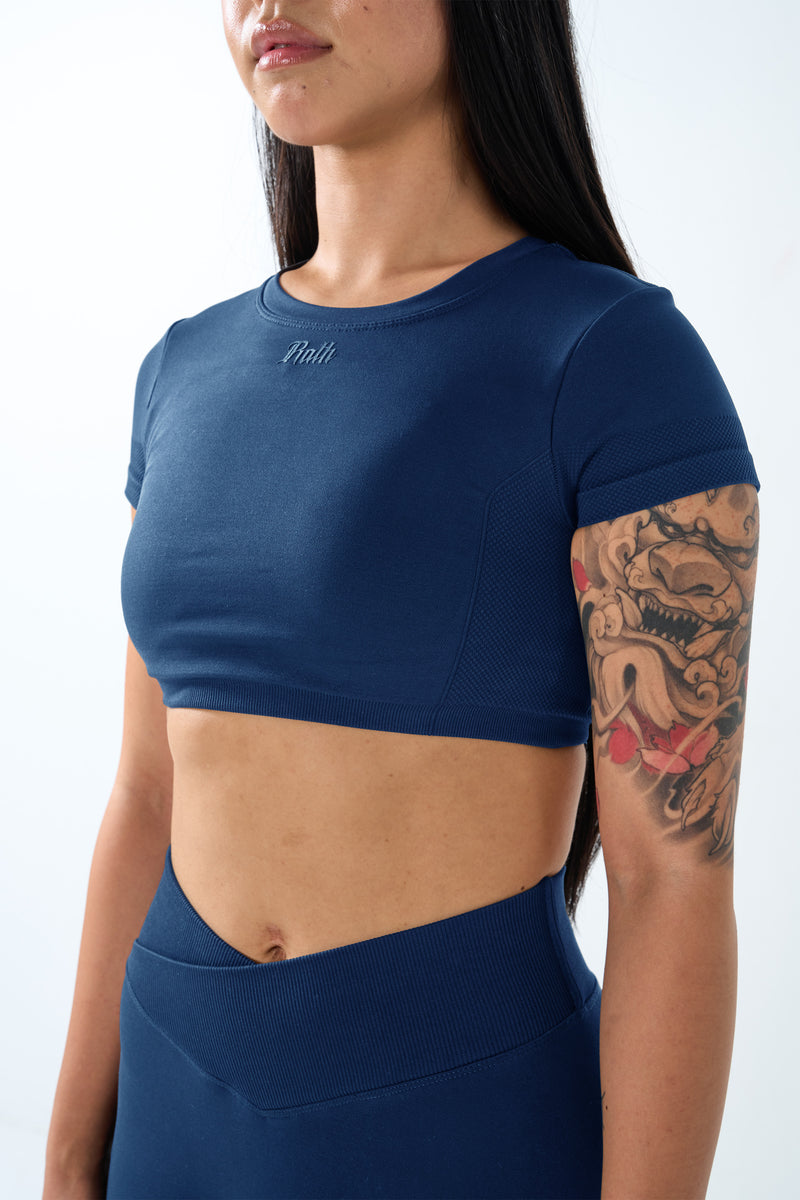 Axis Crop Compression - Aegis Blue view 2