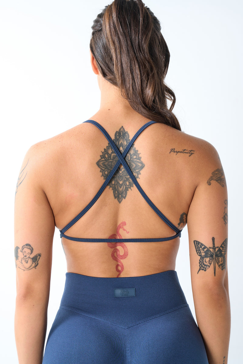 Axis Cross-Back Seamless Sports Bra - Aegis Blue view 2