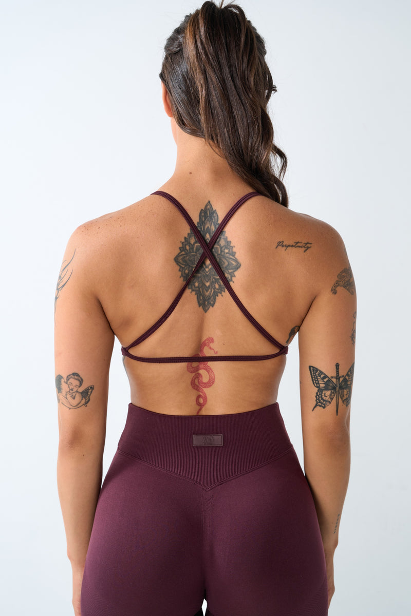 Axis Cross-Back Seamless Sports Bra - Obsidian Plum view 2