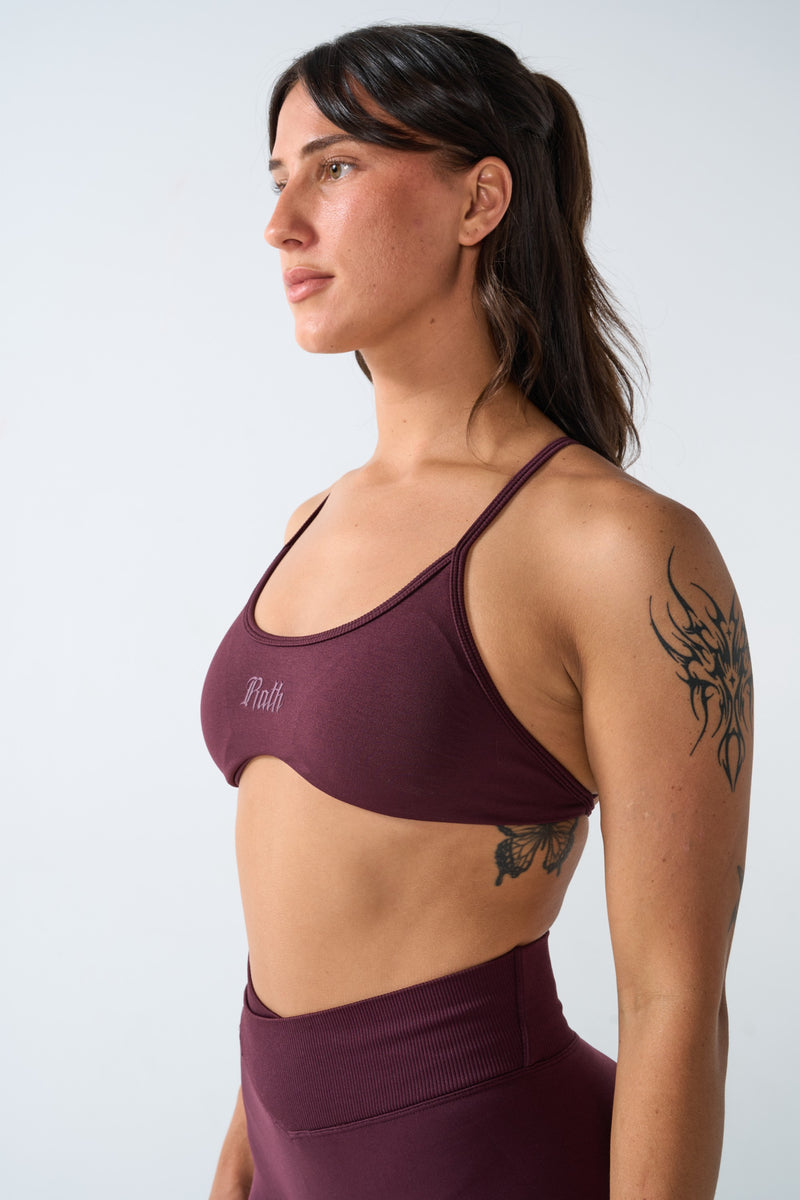 Axis Cross-Back Seamless Sports Bra - Obsidian Plum view 3