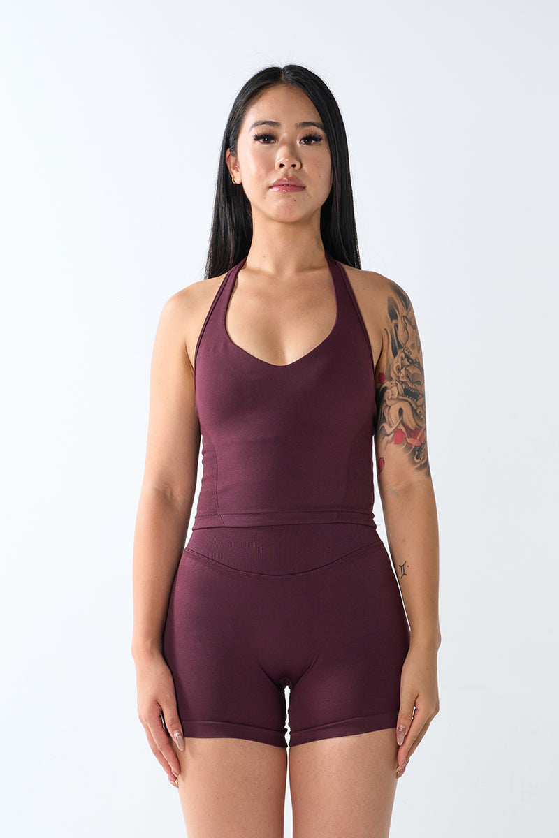 Rath Crew Oracle Halter Top in Obsidian Plum