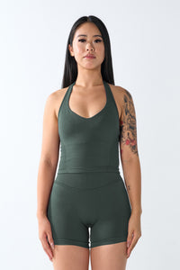 Oracle Halter Top - Slate Olive
