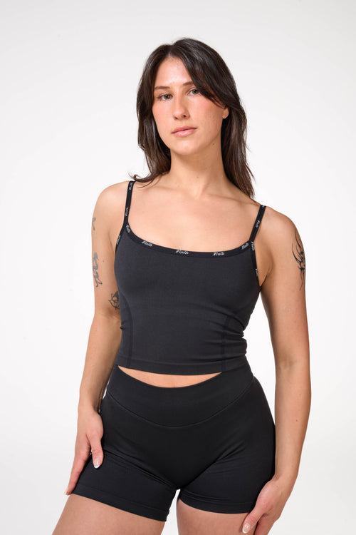 Rath Crew Seamless Frame Training Tank in Shadow Black